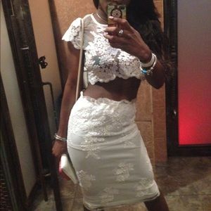 White Lace Two-piece skirt set
